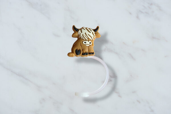 Highland Cow Straw Topper