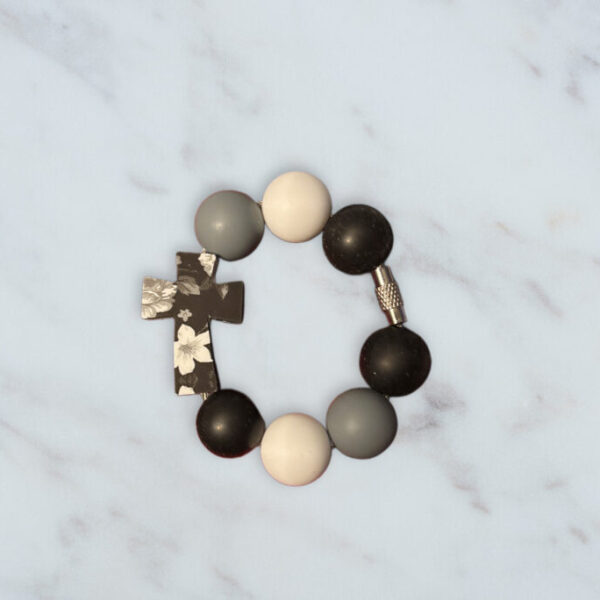 Black Floral Cross Handle Charm