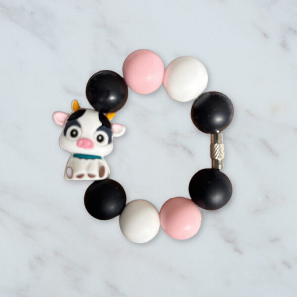3D Blue Collar Cow Handle Charm