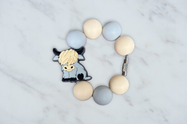 Grey Highland Cow Handle Charm