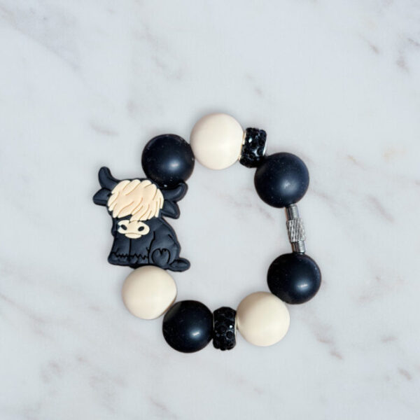 Black Highland Cow Handle Charm