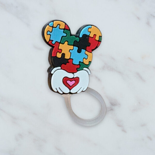 Autism Mickey Heart Straw Topper