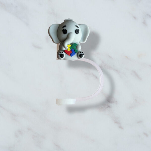 Autism Elephant Straw Topper