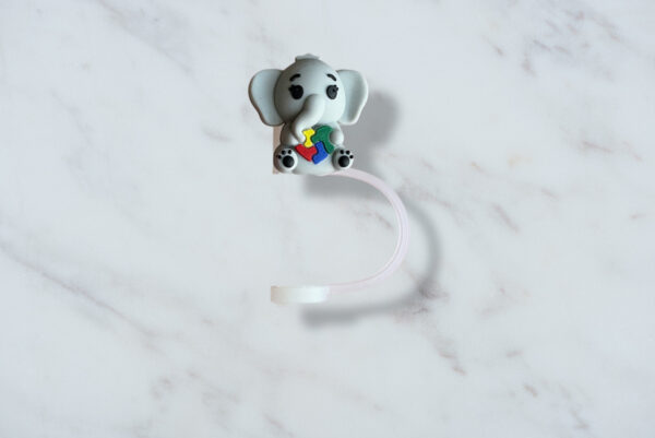 Autism Elephant Straw Topper