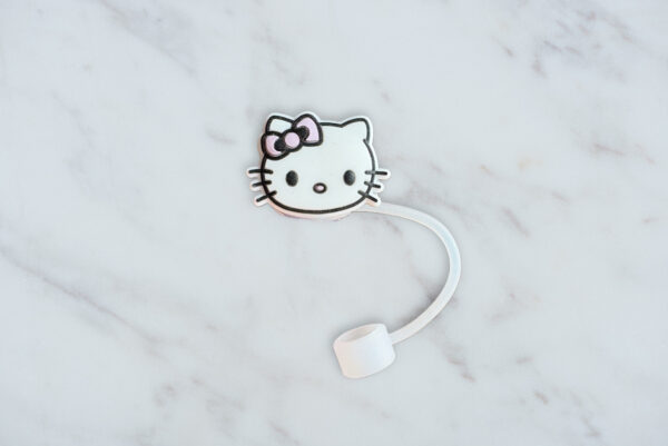 HK Kitty Purple Bow Straw Topper