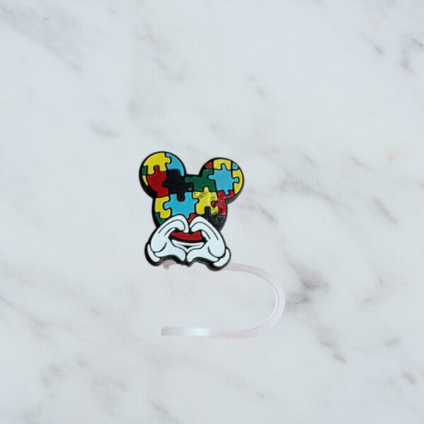 Autism Puzzle Micke Hand Straw Topper